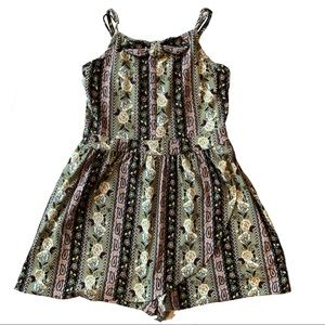 Art Class Olive Green Floral Print Romper